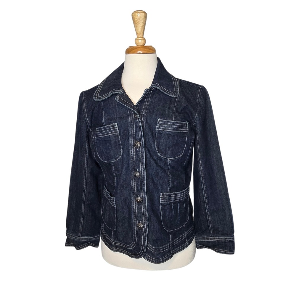 Heritage Workwear Classic Denim Jacket Contrast Stitch Dark Wash Blazer XL
